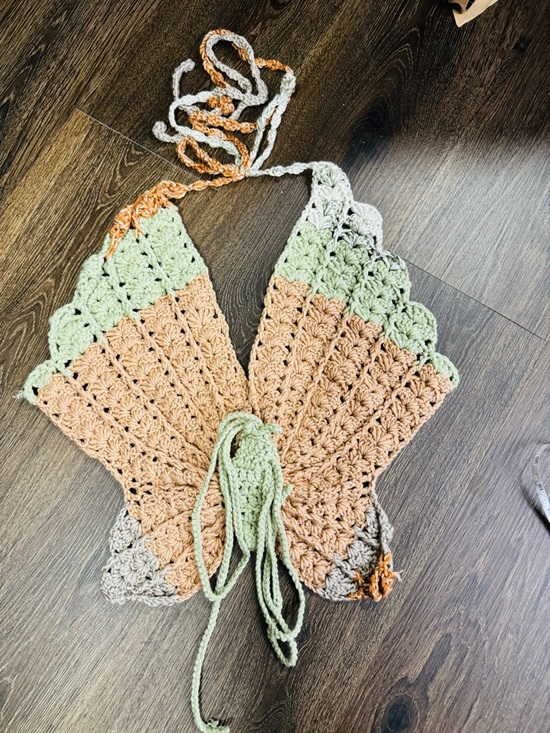 Tops - Women's Crochet Butterfly Shaped Crop Top Open Back Indie Boho‎ Festival Hippie